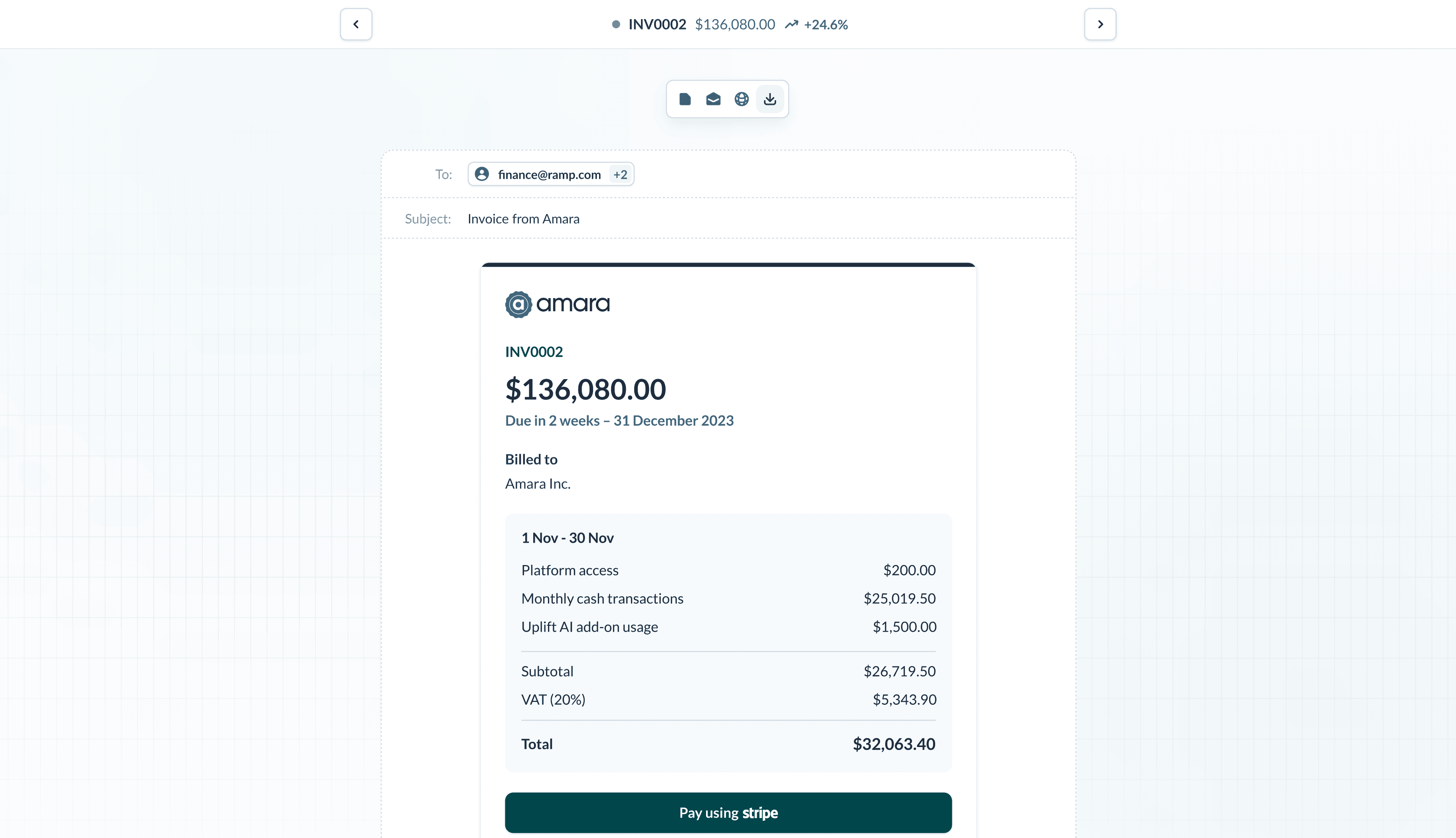 Screenshot of a commercial proposal dashboard by Causal, showing financial metrics, scenario planning, and visual graphs for decision-making