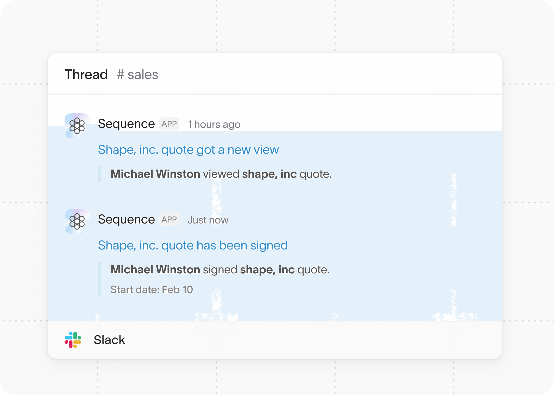 Deal alerts in Slack